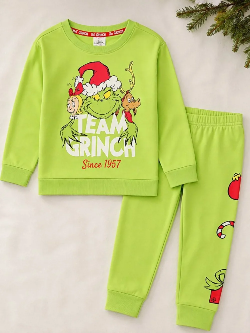 The Grinch Team Grinch Green Glow Pajama Set 3T Kids 2-Piece
